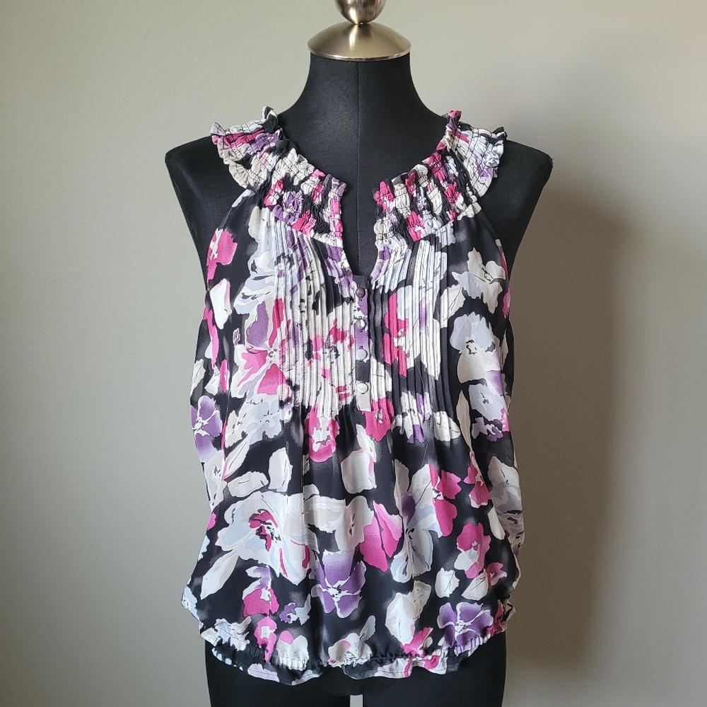Joie black floral blouse